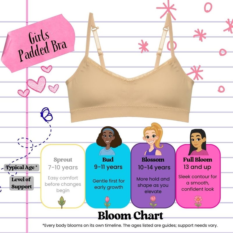 Popular Girls Training Bra Pack â€“ Crop Cami Training Bras for Girls. Seamless Bra Removable Padding Basics XL - Image 4
